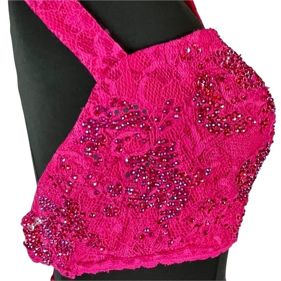 JOVANI 2 PIECE STRETCH LACE RHINESTONE CRYSTAL TRUMPET FORMAL PAGENT GOWN DRESS - Picture 9 of 16